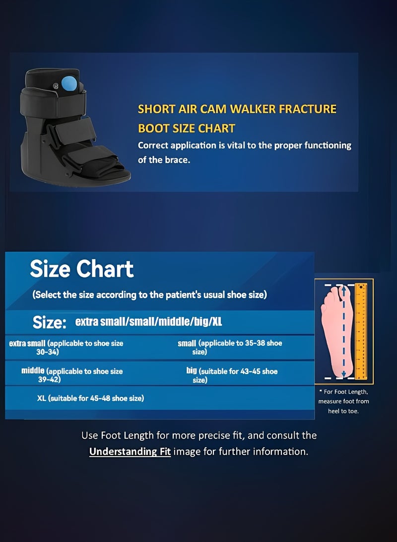 حذاء كسور قصير بمشاية هوائية – وسادة هوائية قابلة للتعديل لدعم الكاحل، حذاء طبي خفيف الوزن للقدم المكسورة أو التواء، تصميم عالمي (مناسب للقدمين)، مساعد المشي القابل للتهوية خلال التعافي - Image 4